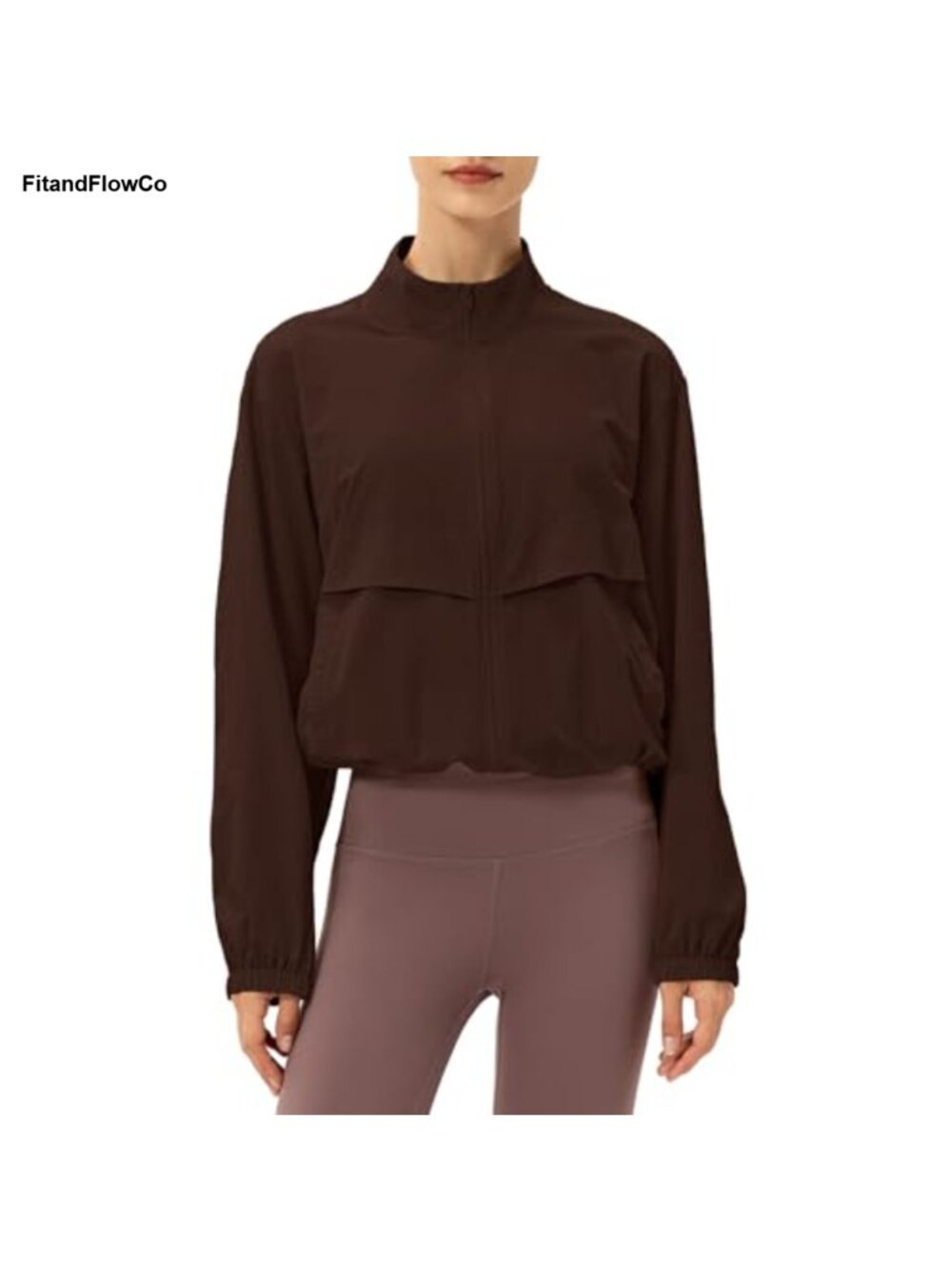 Women's Lightweight Zip Up Athletic Jacket Stand Collar Windproof Workout